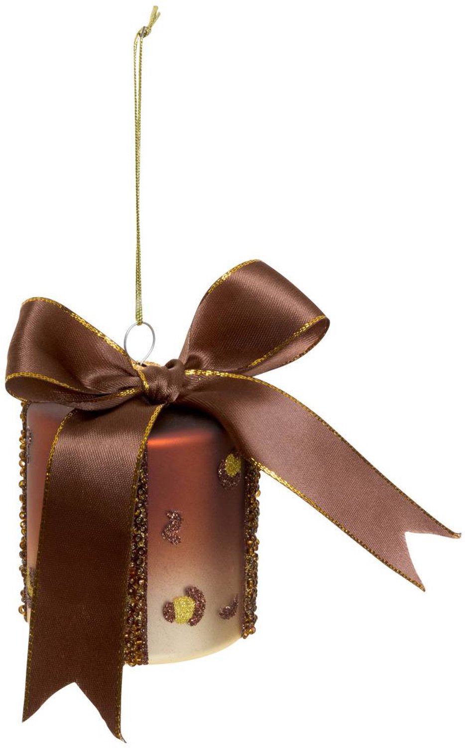 Feeric lights & Christmas Glazen kerstboomhanger met luipaardprint, 7 cm Marron