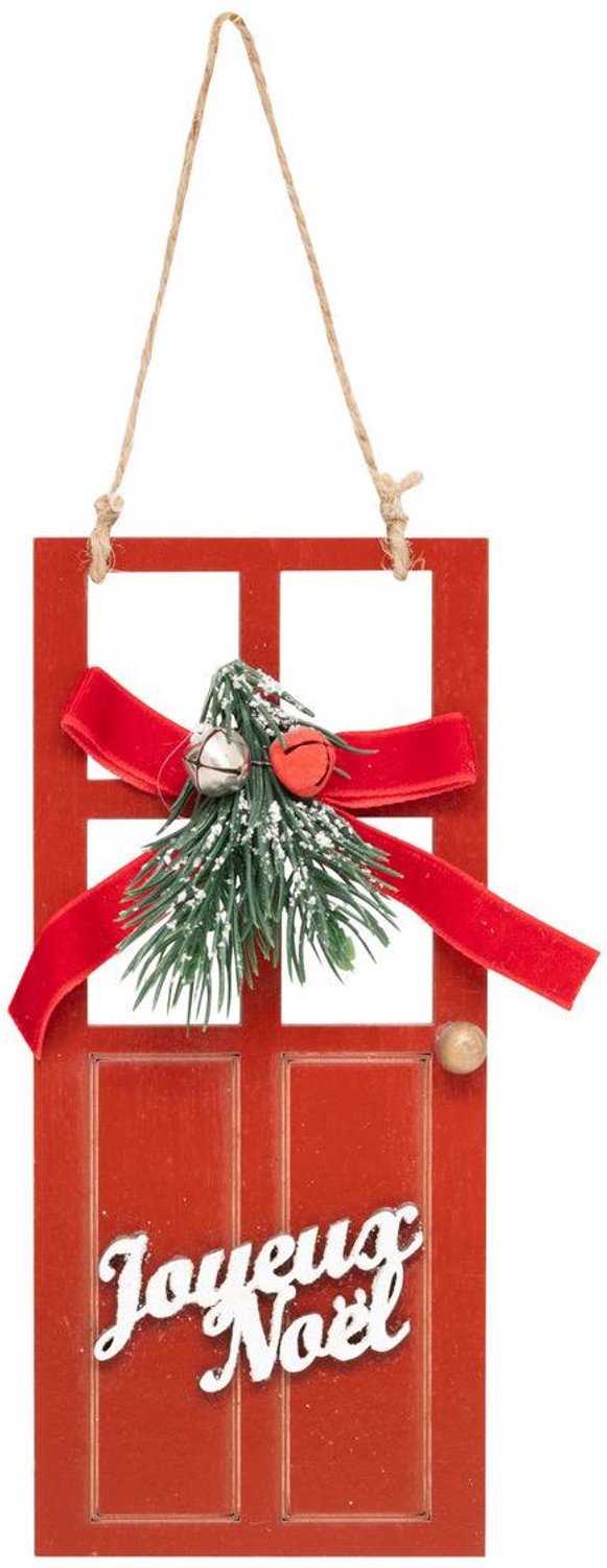 Suspension de sapin porte < > rouge en bois 15 cm