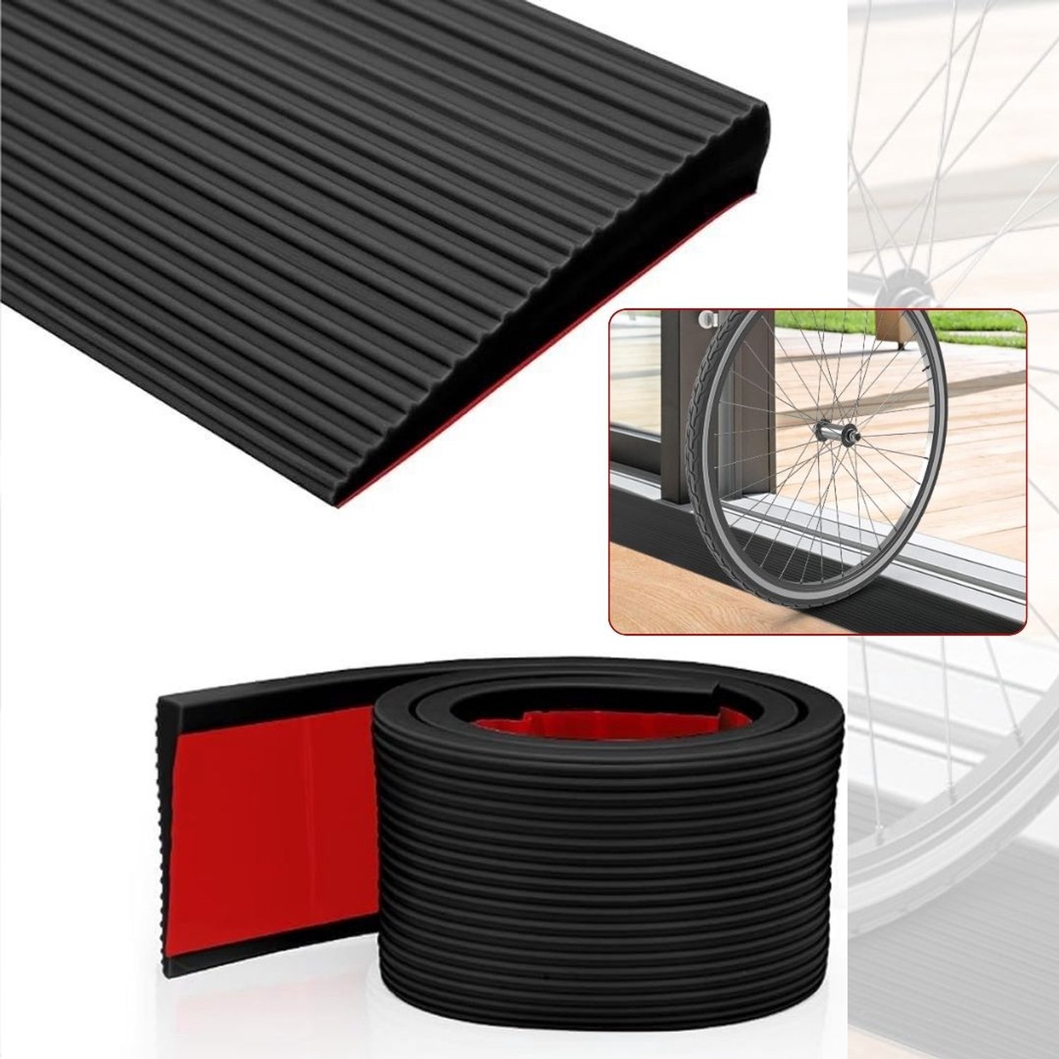 DailySupplies® Drempelhulp Rubber - Oprijplaat Drempel - Drempels Overbruggen - Zwart