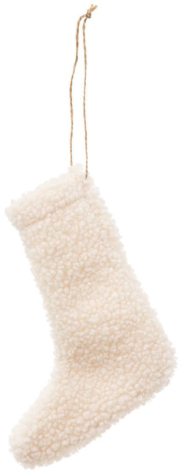 Feeric lights & Christmas Witte wollen kerstlaars, hoogte 18 cm Blanc