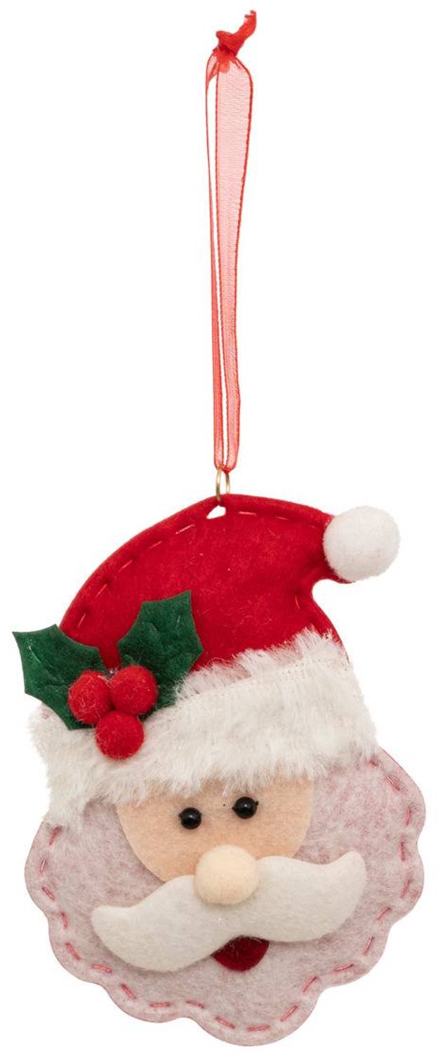 Feeric lights & Christmas Kerstmanhoofd van rood vilt, 12 cm Rouge