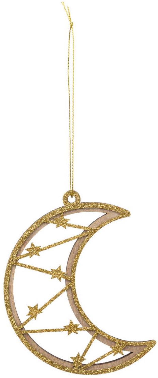 Feeric lights & Christmas Houten kerstboomversiering in de vorm van een gouden maan, 12 cm Doré