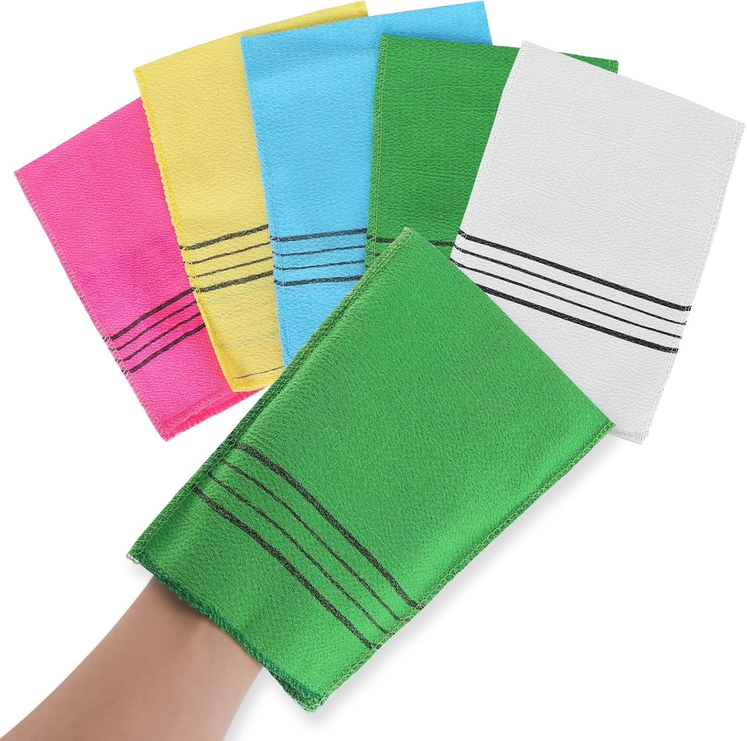 Exfoliatiehandschoenen voor het lichaam - 5 stuks, herbruikbare scrubhandschoenen voor diepe reiniging van dode huidcellen en vuil, ideaal voor een zijdezachte huid
