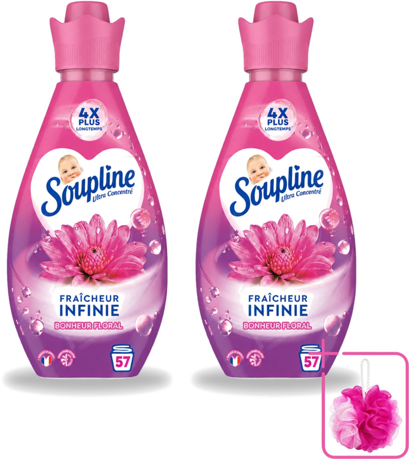 2 x Soupline – Wasverzachter – Infinite Freshness Floral Happiness – 800 ml - Bulkverpakking - Wasverzachter - Douchemop - Frisheid