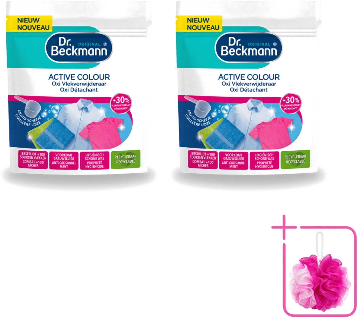 2 x Dr. Beckmann – Active Colour Oxi – Vlekverwijderaar – 400 g - Bulkverpakking - Vlekverwijdering - Douchemop - Kleurbehoud