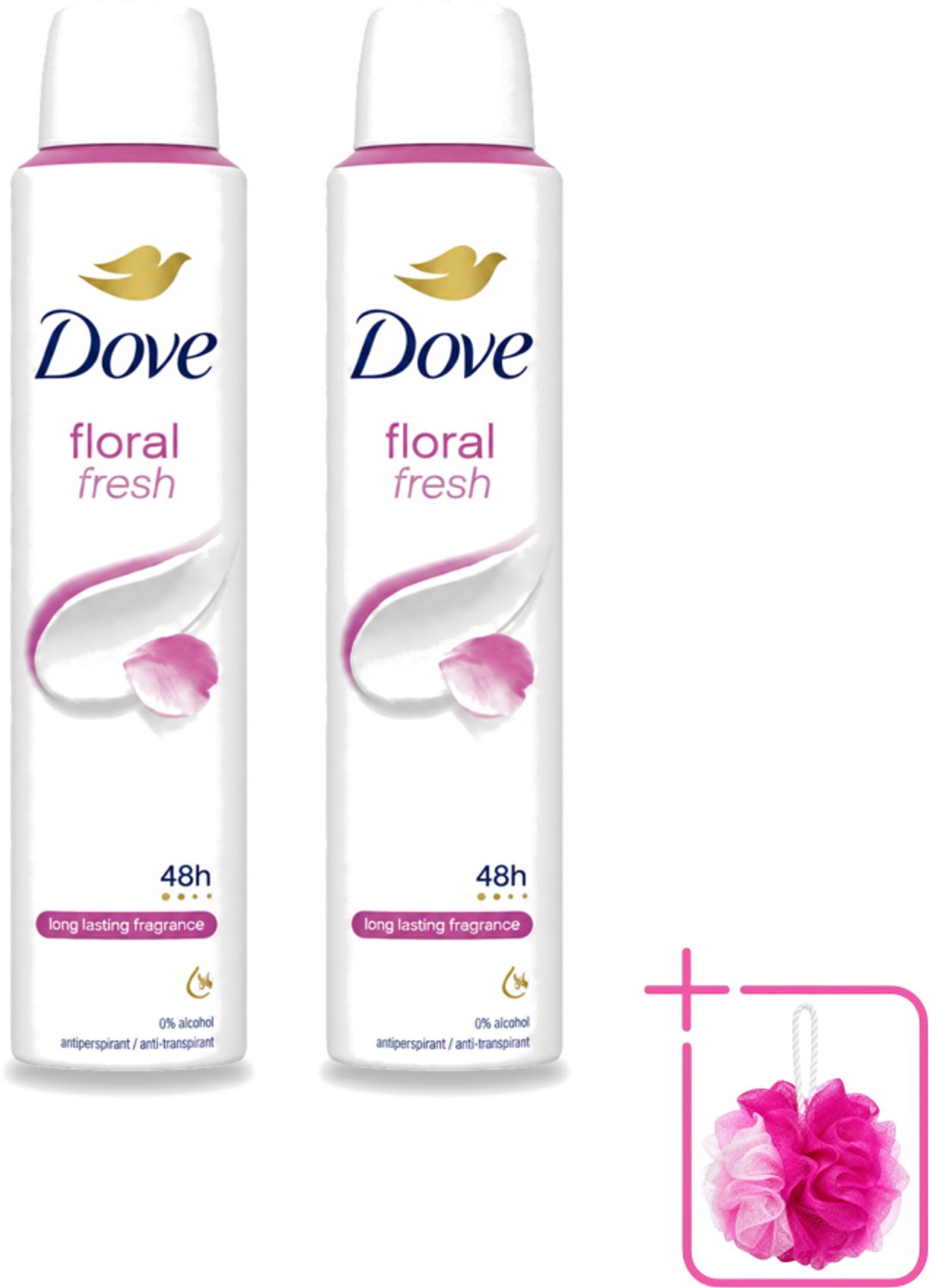 2 x Dove – Deodorant Spray – Floral Fresh – 200 ml - Bulkverpakking - Anti-transpirant spray - Douchemop - Zweetvermindering