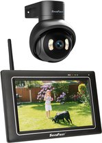 SecuFirst CWL418S Draadloze Beveiligingscamera met monitor - 7 inch touchscreen + 1 draaibare camera - Zwart - 3K Resolutie - Gratis app - 64GB opslag
