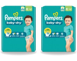 2 x Pampers – Luiers – Baby Dry Maat 6 – 22 Luiers - Voordeelverpakking - 2 stuks