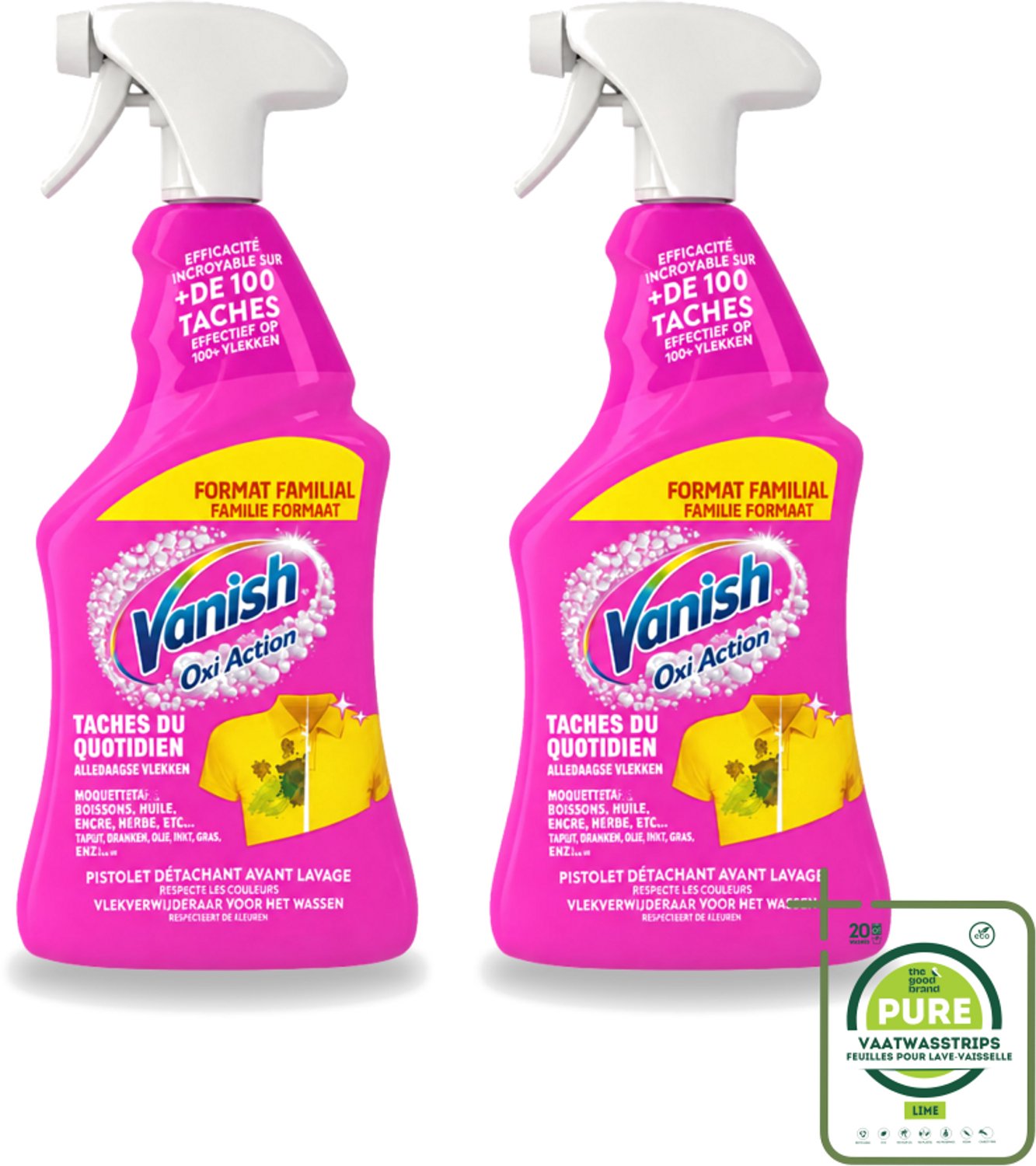 2 x Vanish – Vlekverwijderaar Spray – Oxi Action 4-in-1 – 940 ml - Grootverpakking - Vaatwasstrips - Vlekverwijderaar - Wasmiddel - Vlekken Verwijderen - Kleurverlies Voorkomen - Vetvlekken Verwijderen