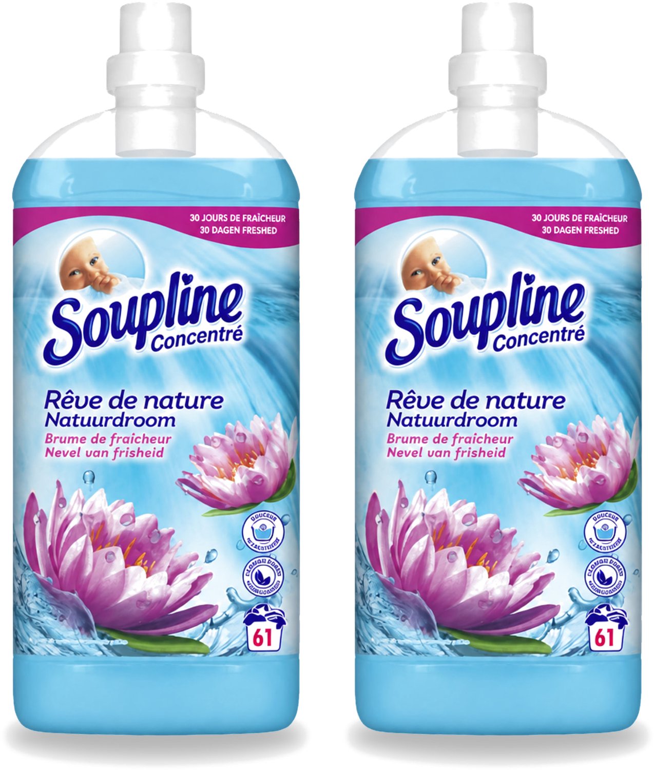 2 x Soupline – Wasverzachter – Nevel van Frisheid – 1,35 L - Voordeelverpakking - 2 stuks