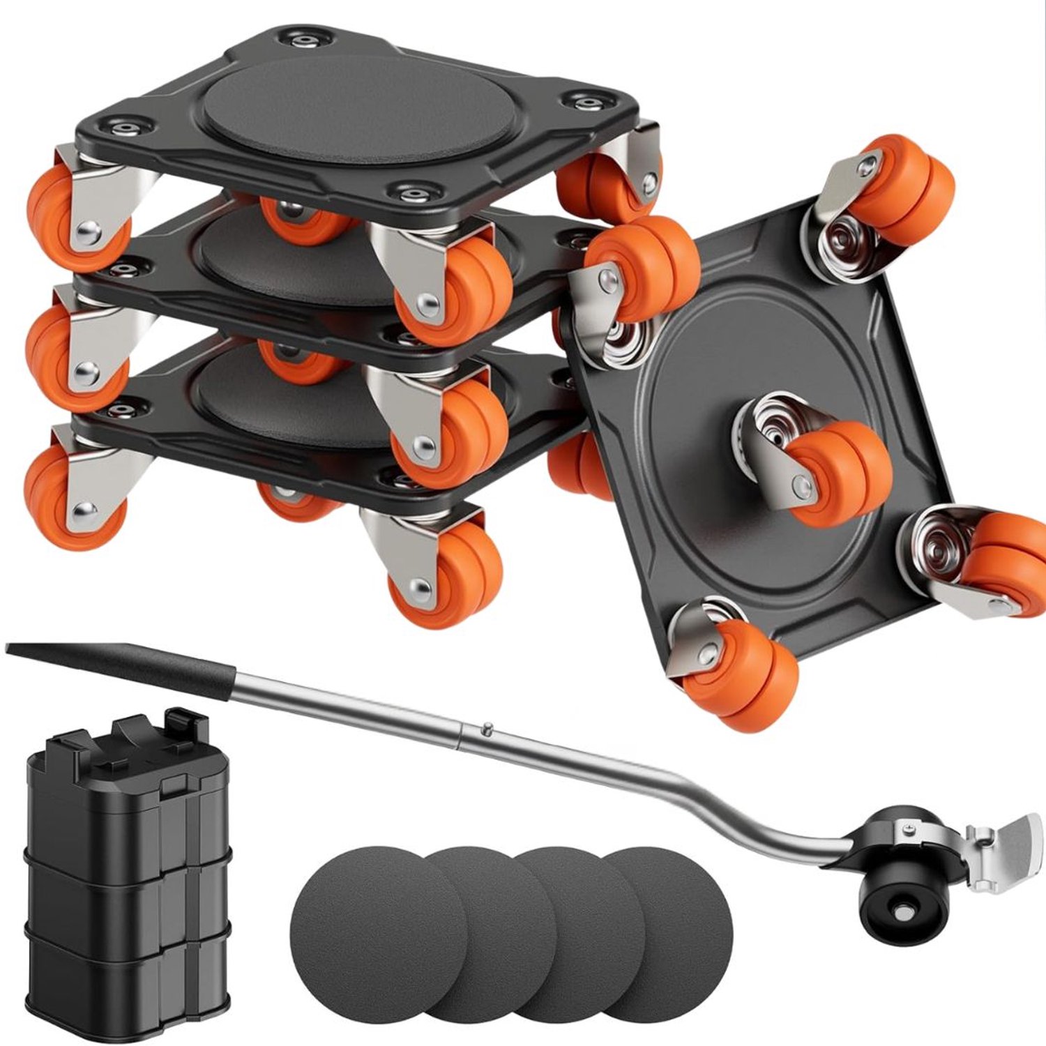 DailySupplies® Meubeltransporter - Transportroller - Transportwagen - Meubelhondje-Zwart met oranje