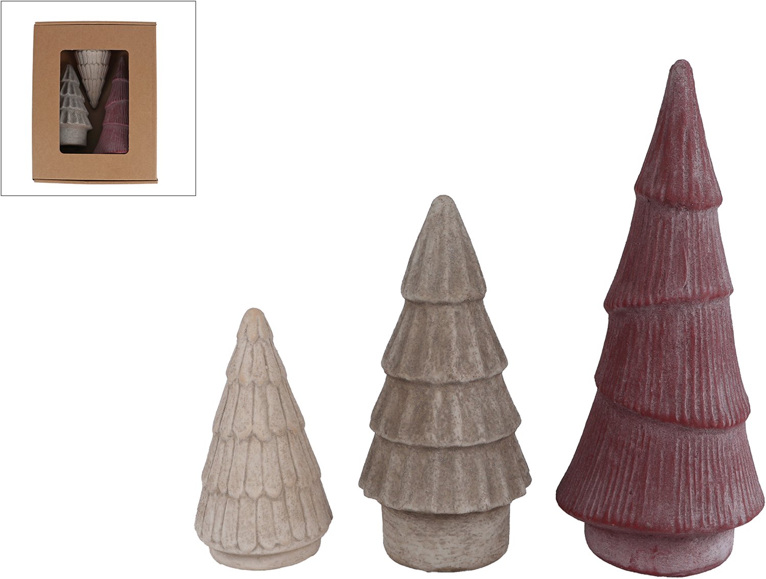 Van Manen decoratie sculptuur boom aardewerk set 3 stuks kleurrijk.