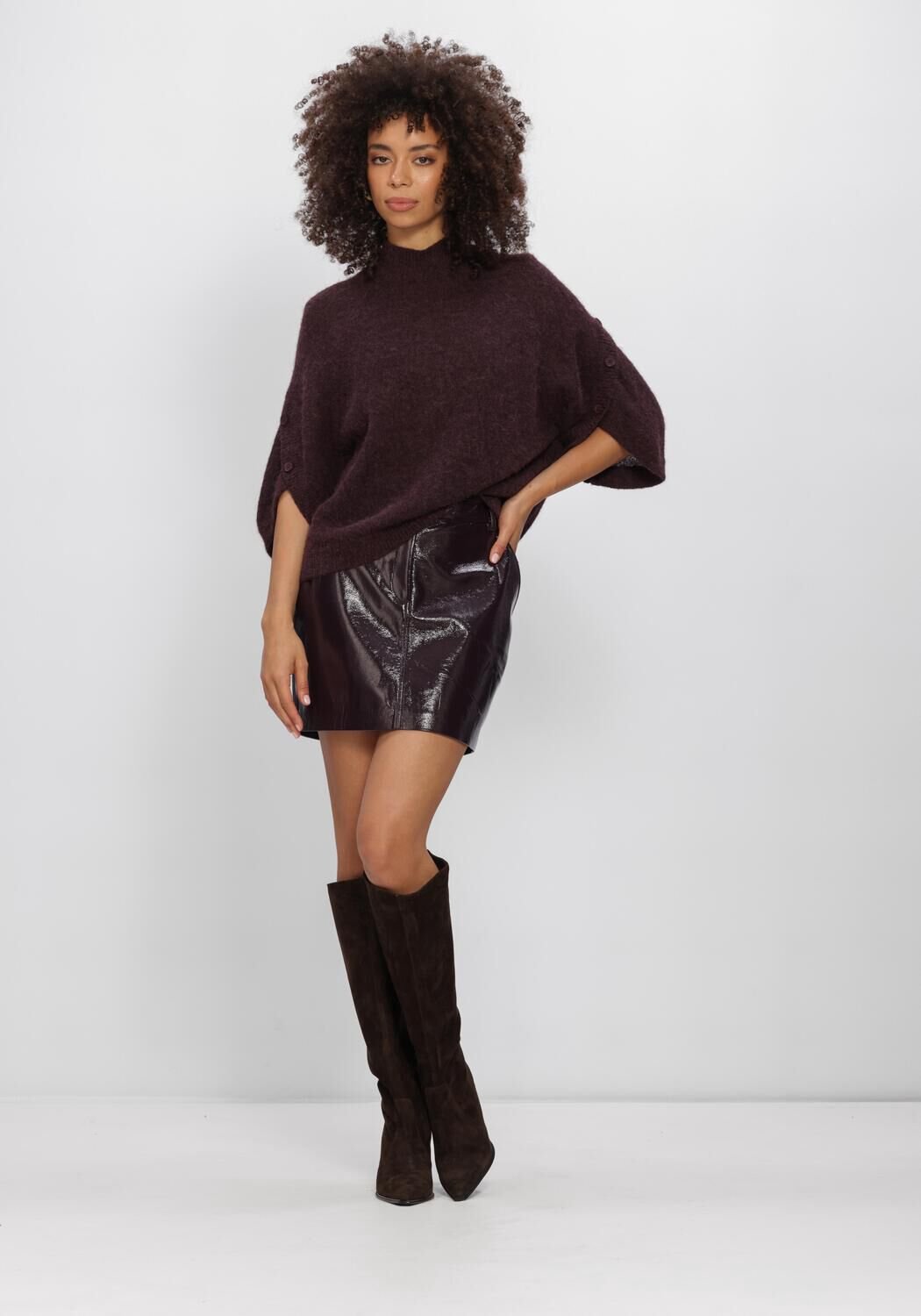 DANTE6 Mahani Cape Sweater Dames - Sweater - Hoodie - Bordeaux - Maat L
