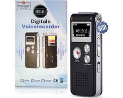 Bailanta® Voice Recorder 8GB - Afluisterapparatuur - Digitale Voicerecorder - Spraakgestuurd Opnemen - HD Microfoon - Nederlandse Handleiding - MP3 Speler - Dictafoon