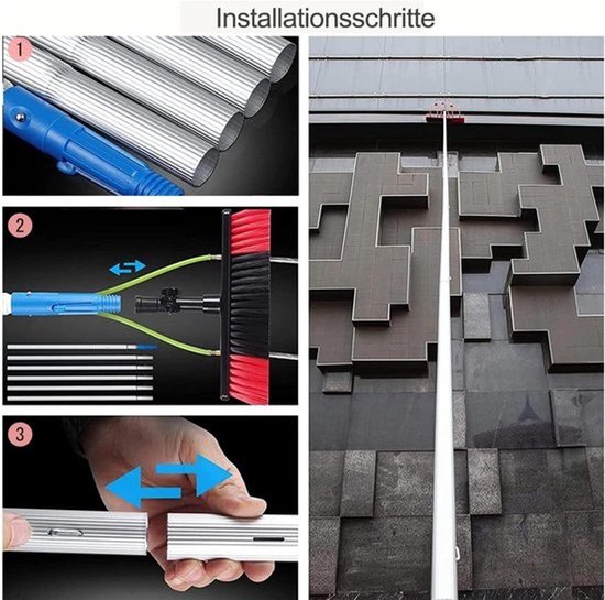 Telescopische ramenwasser - Uitschuifbare paal voor zonnepanelen - Ramen op hoogte reinigen - Borstel met verstelbare hoek - 3-20 meter - Niet gespecificeerd — afbeelding 2