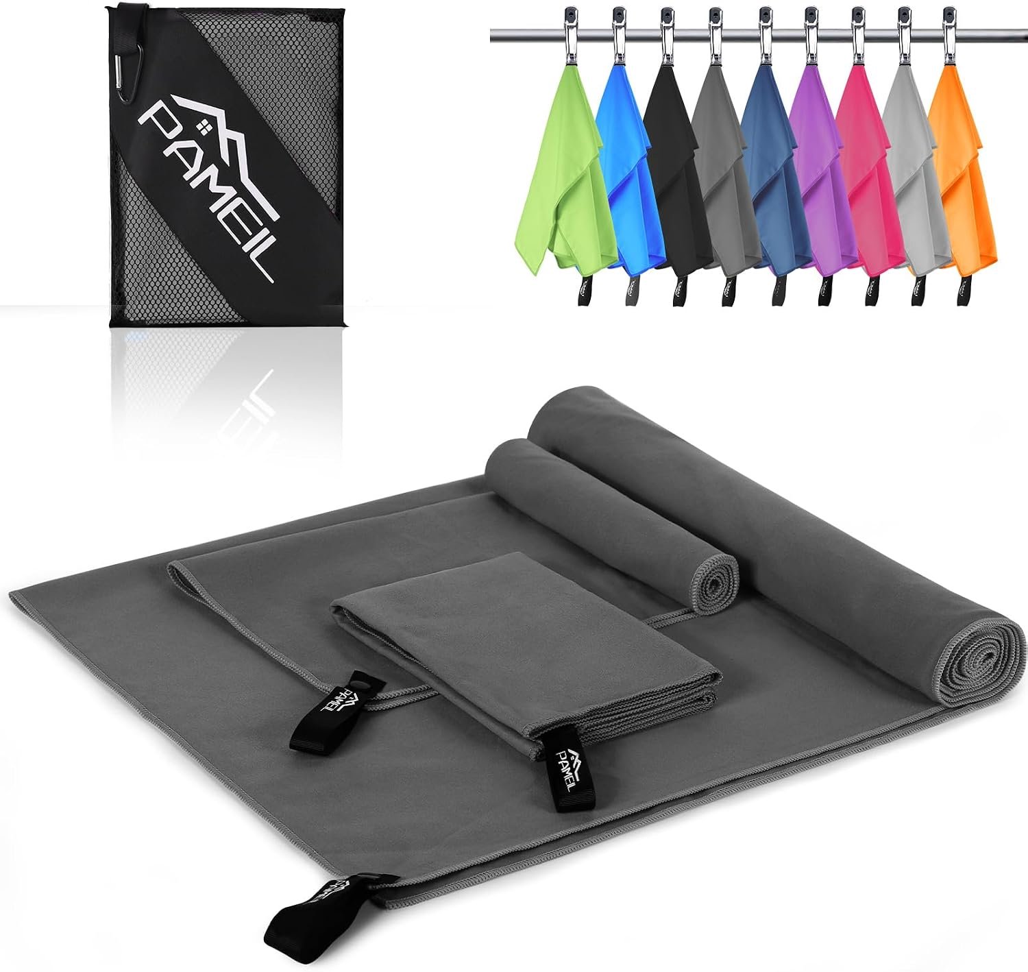 Microfibre Handdoeken Set van 3 - Grote Badhanddoek 63 x 80 cm en 2 Kleine Handdoeken 80 x 40 cm - Homevero