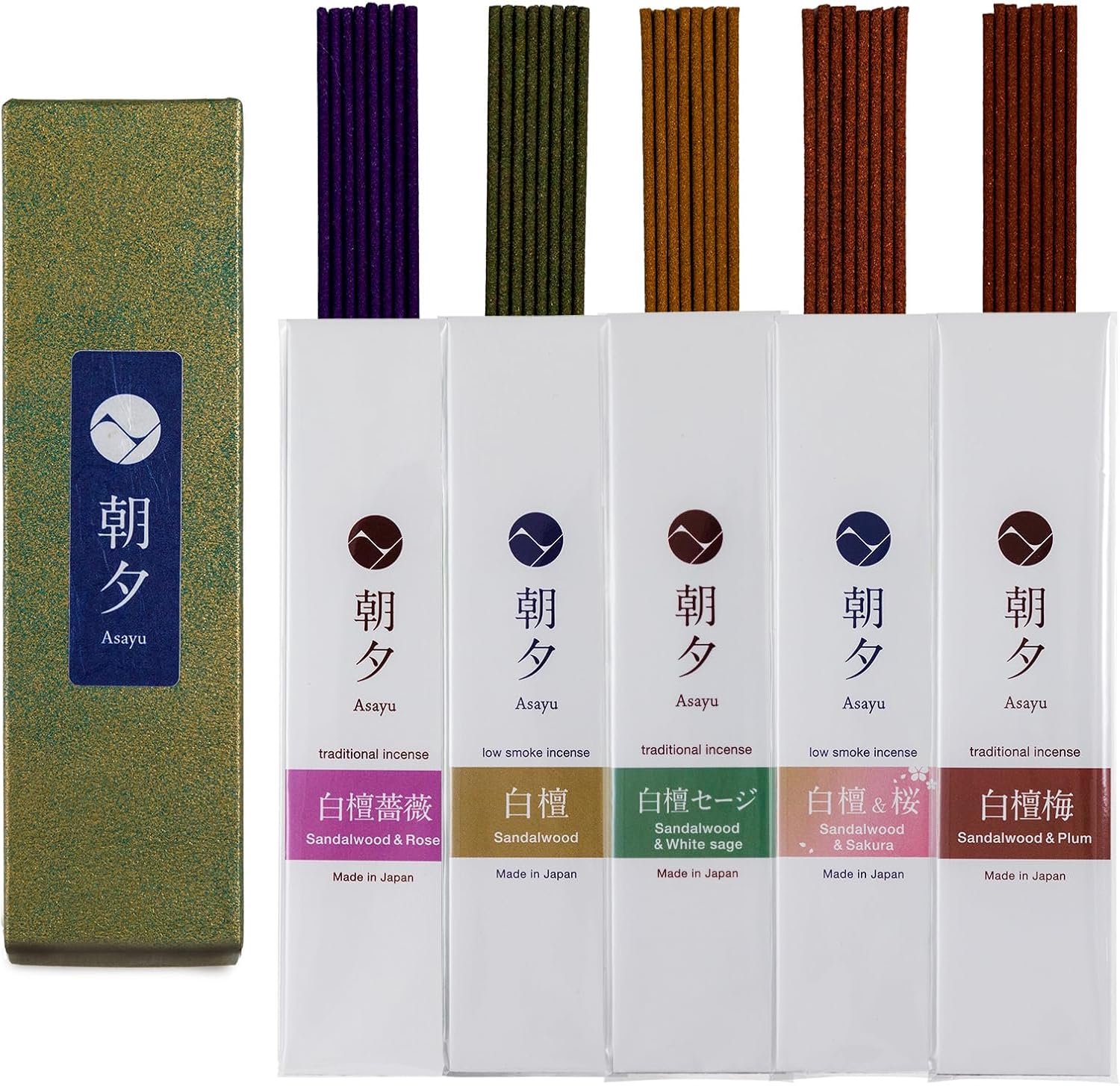 Geurige Japanse wierookstokjes - 5 sandelhoutgeuren, 20g