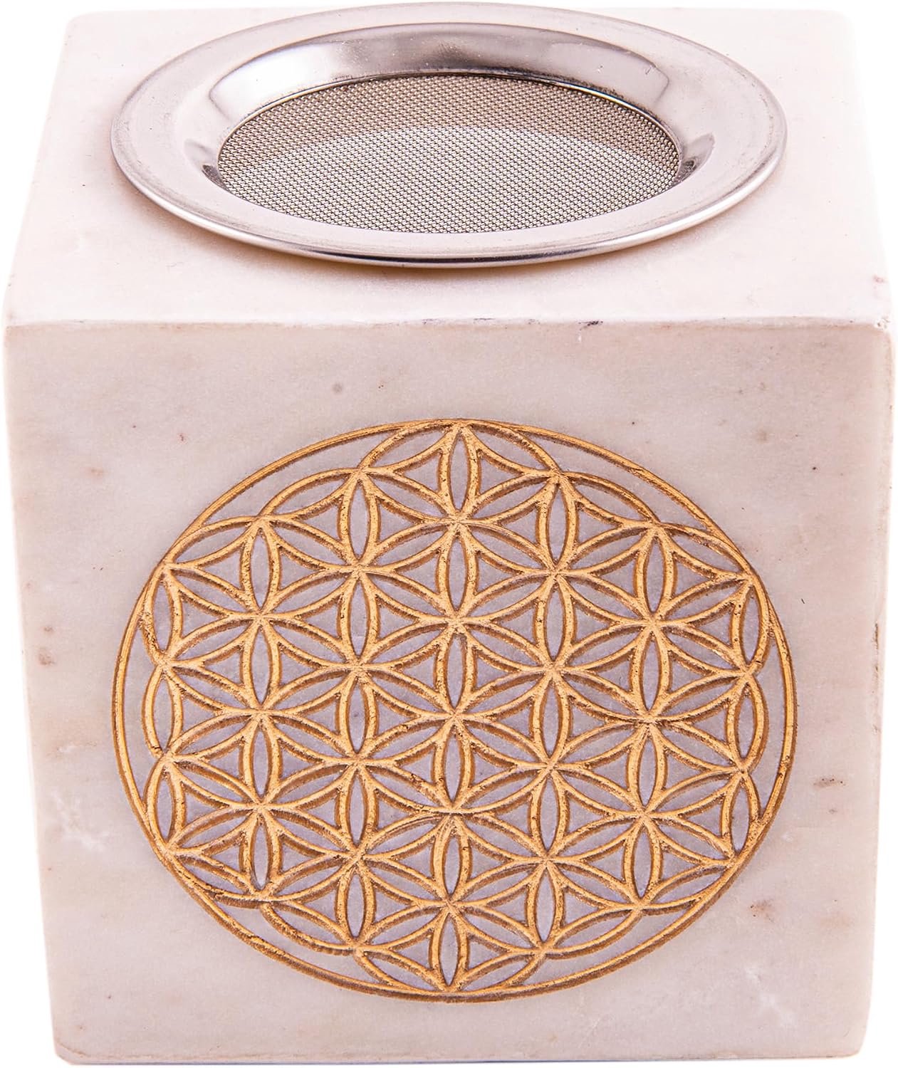 Merkloze Marmeren Aromalampe met Zeef - 10x9 cm