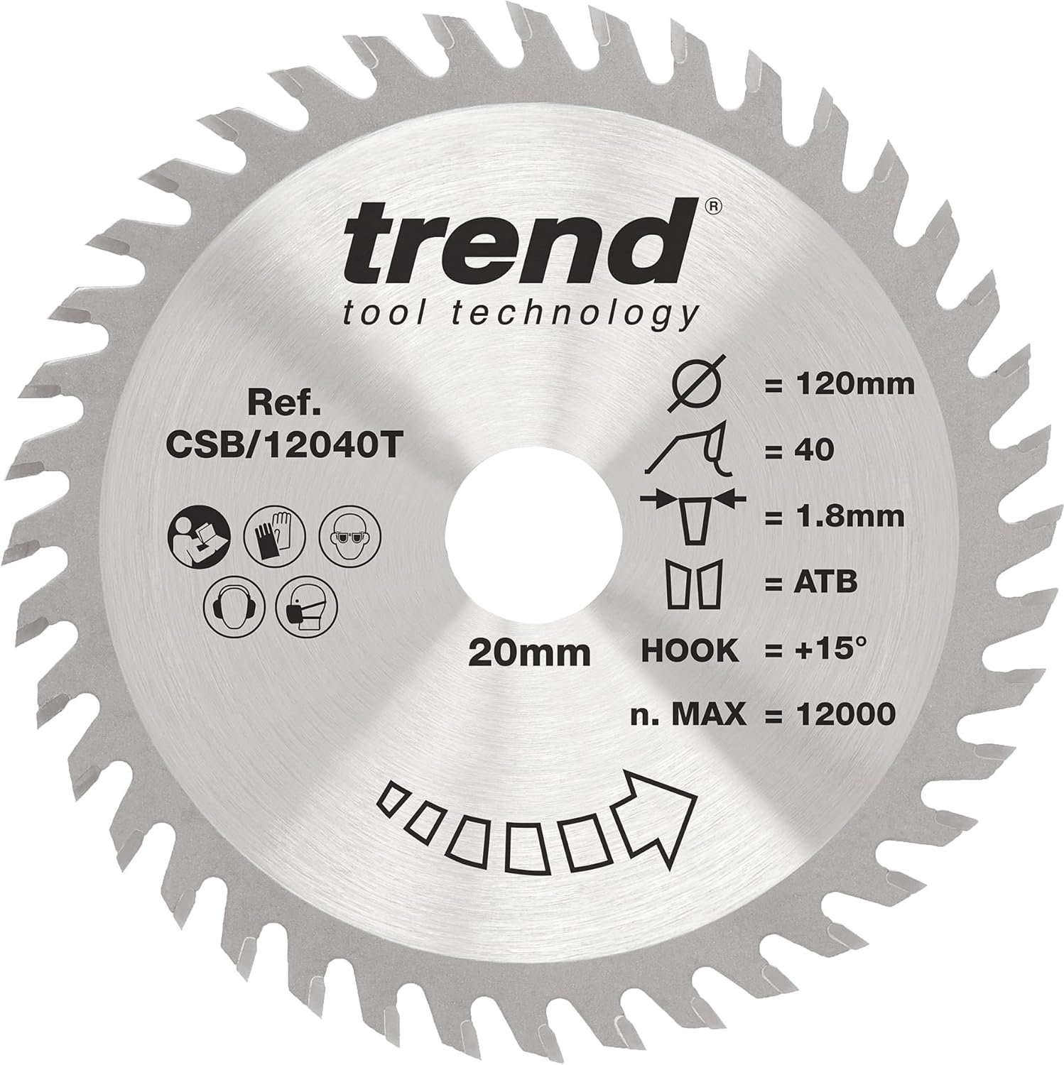 Trend CSB/12040T Cirkelzaagblad 120mm 40T TCT Dunkerf