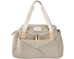 Béaba Sydney II Verzorgingstas 21 L - Luiertas met Uitklapbare Cocon-Verschoonruimte - 100% Gerecycled Polyester met GRS-Certificaat - Isothermisch Zijvak en Fopspeentasje - Kinderwagen- en Trolleybevestiging - Grijs/Beige