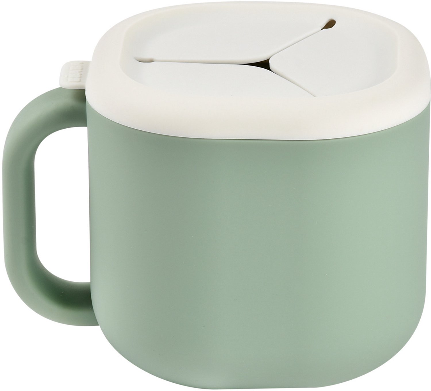Béaba snackbeker van siliconen - morsvrije snackbox met zacht sterdeksel - brede handgreep voor kleine handjes - onbreekbaar en flexibel materiaal - vrij van bpa, pvc en ftalaten - vaatwasbestendig - sage green afbeelding