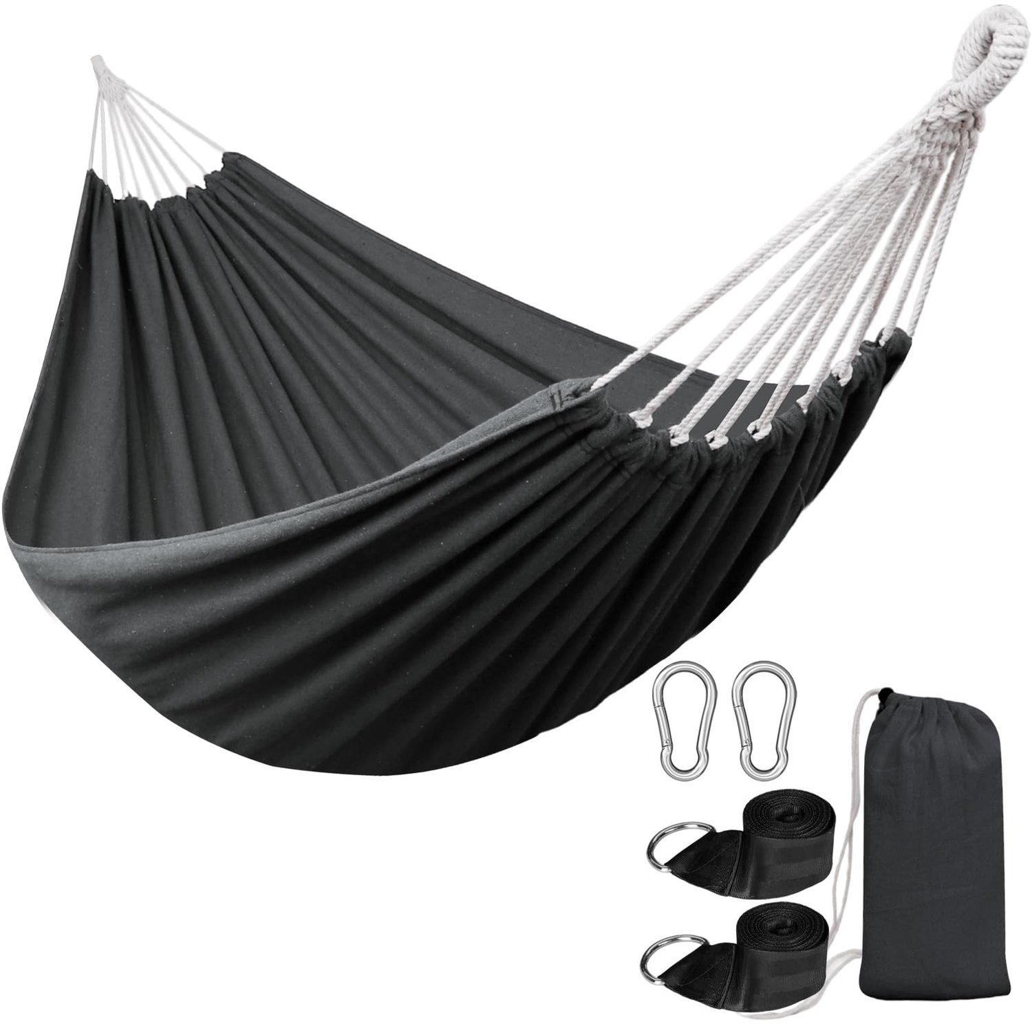 Hangmat 2 Persoons - Draagbare Campinghangmat - Katoenen Hangmat - Veiligheidswaarschuwing 300 kg - Comfortabel en Duurzaam - Antirollover-design