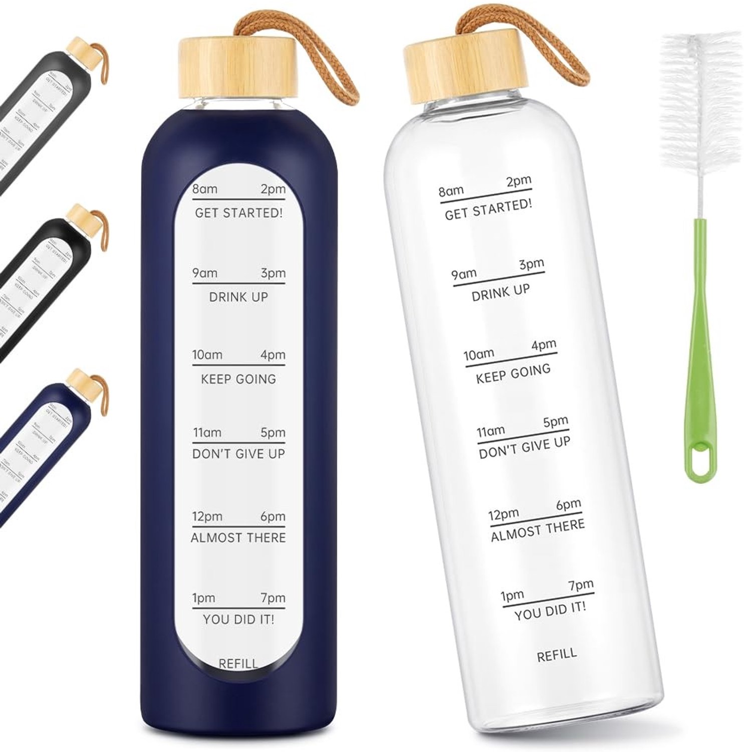 Herbruikbare Glas Waterfles met Bamboedeksel 1000 ml
