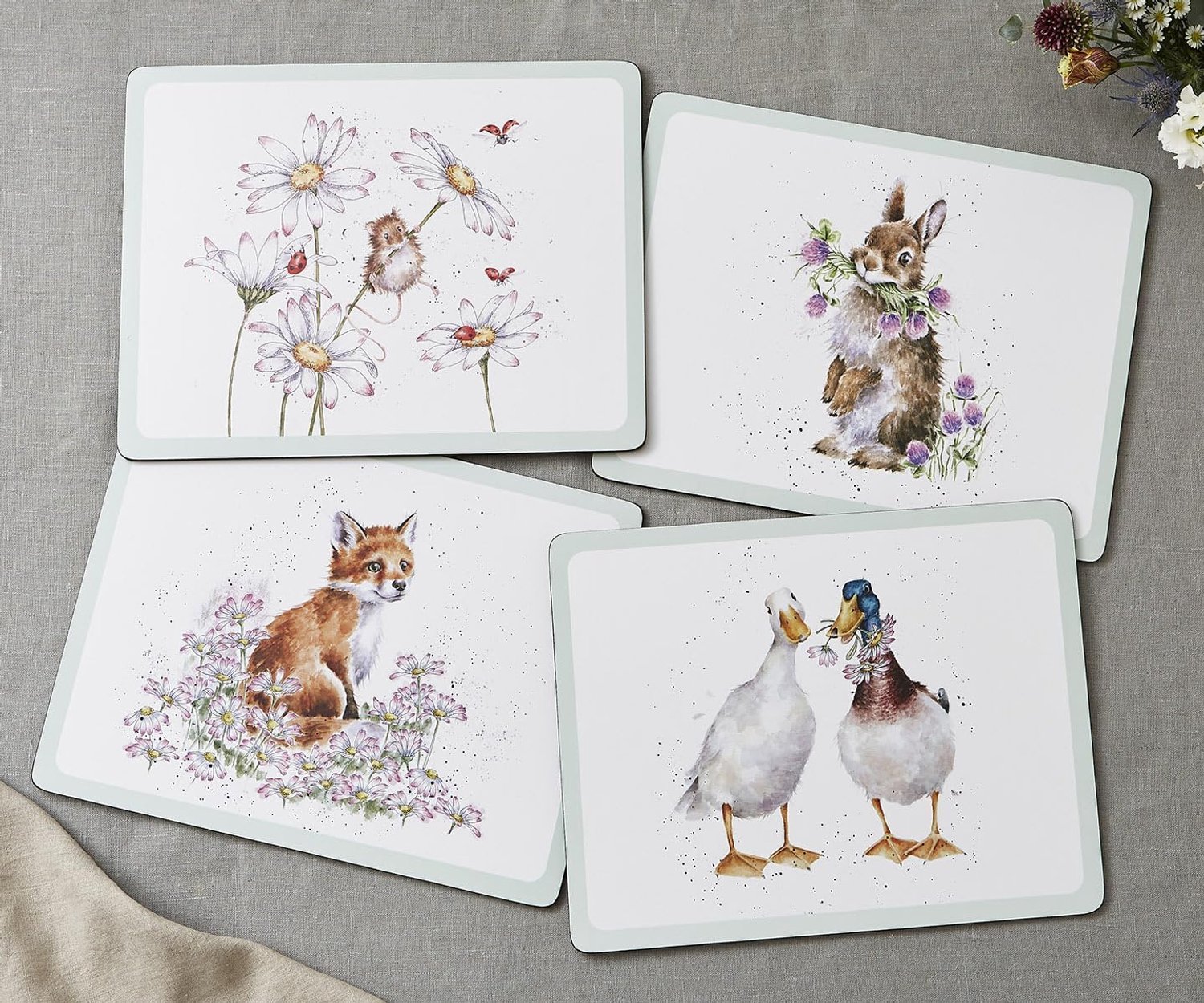 Wrendale Designs Grote Placemats Set van 4 - Wilde Bloemen
