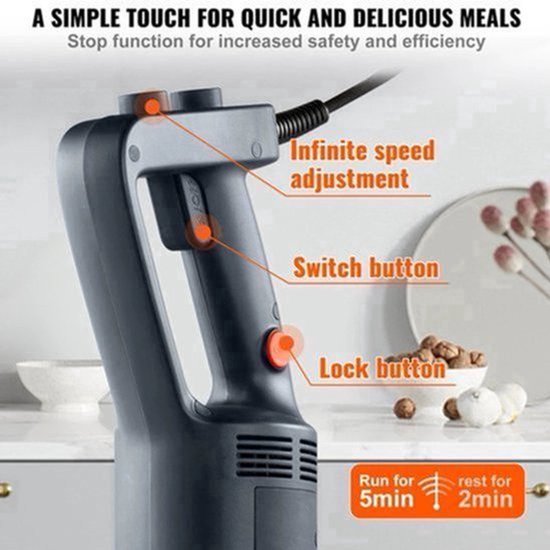 Staafmixer - Staafmixer set - Krachtige Staafmixer - 500W - 20 inch RVS Staaf - Voor Soep, Babyvoeding & Meer - Mixer - Handmixer — afbeelding 4