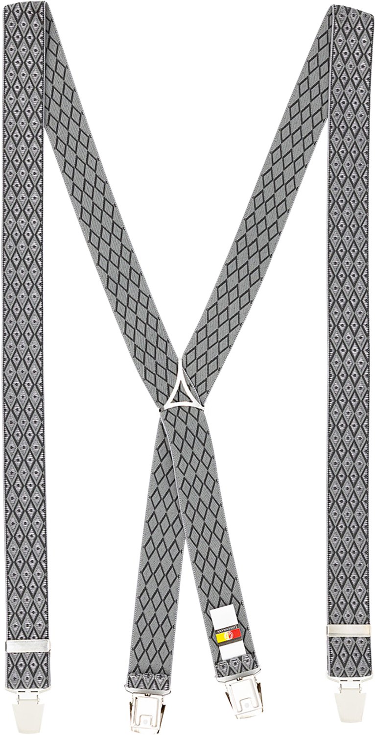 LINDENMANN heren bretels met extra sterke clips X-vorm - grijs dessin