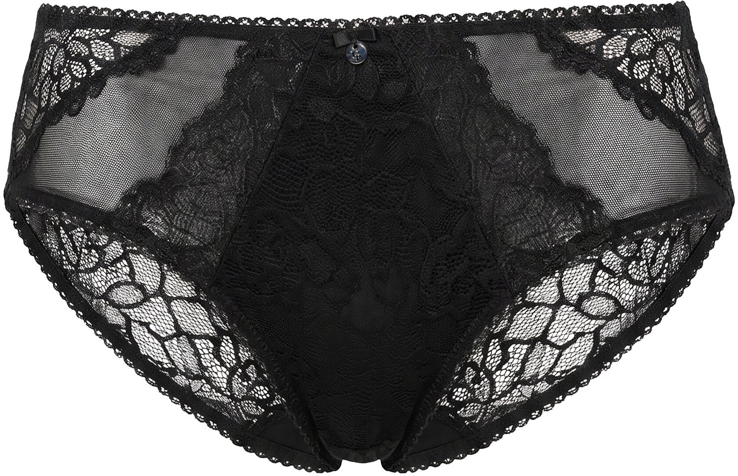 Ulla Popken - Dames - Midi-slip kant microvezel-inzetstuk - Zwart - Maat 58+