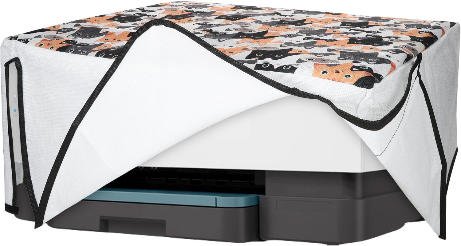 kwmobile linnen hoes geschikt voor HP OfficeJet 8015e / OfficeJet 8122e cover - Printer beschermhoes - Katten design