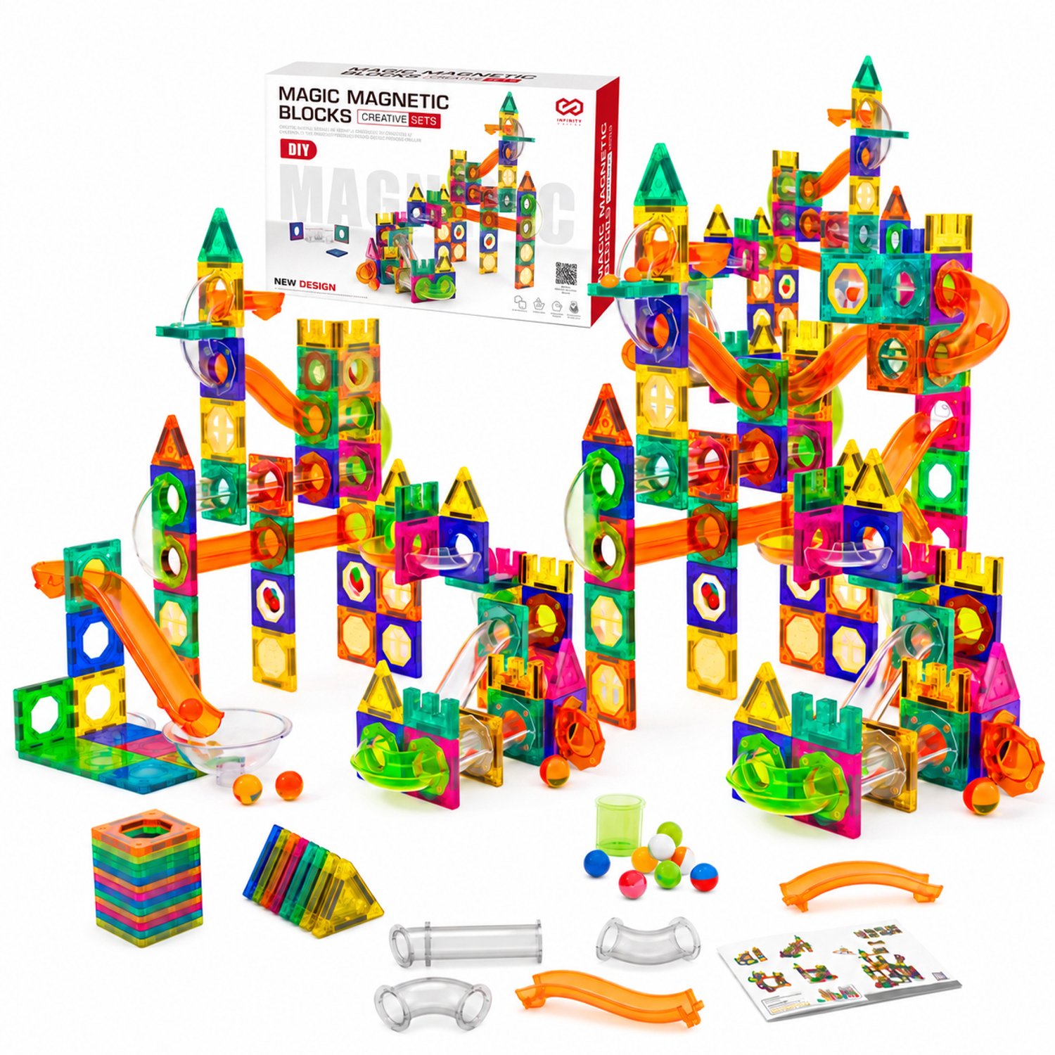 Infinity Goods Magnetic Tiles - 160 Stuks XL Set - Magnetische Tegels - Constructie Speelgoed - Magnetisch Speelgoed - Magnetische Bouwstenen - Magna Wereld - Montessori Speelgoed - Kinderen