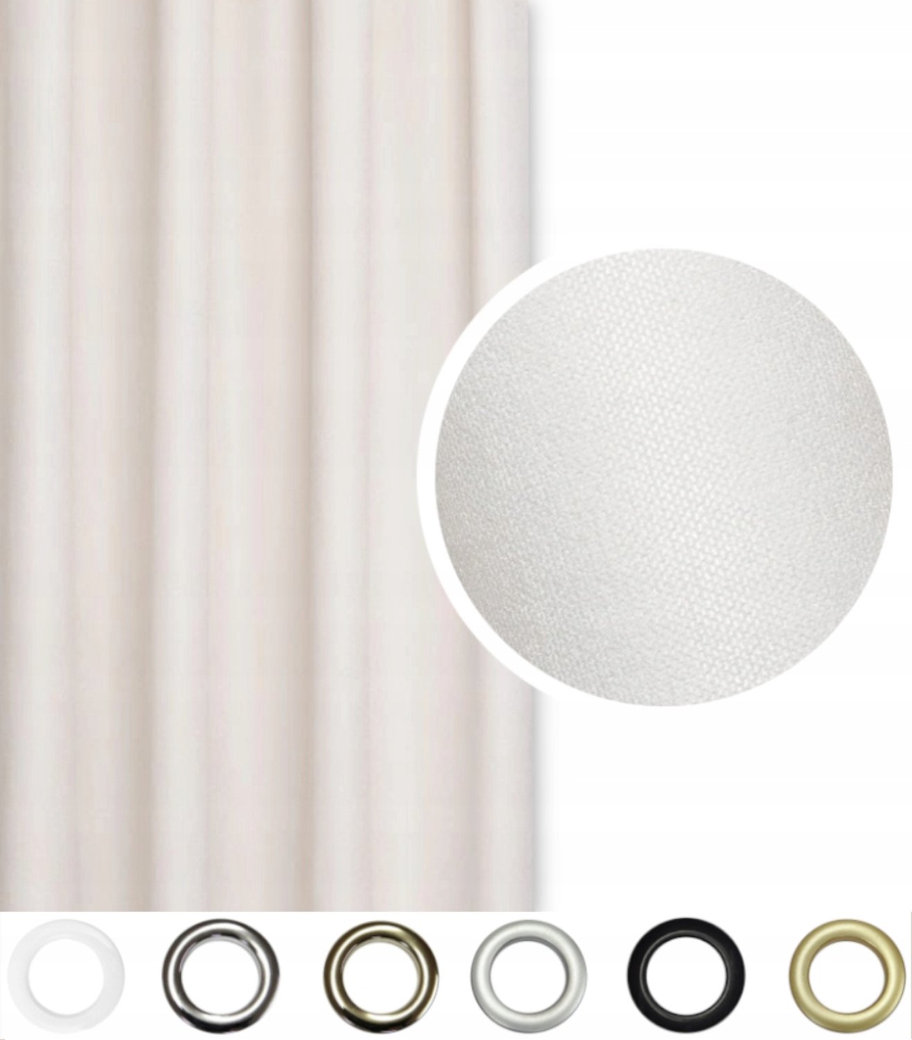 PRESTIQUA Verduisterende Gordijnstof Crème 50x195 cm - Met Ophangringen