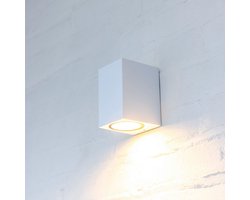 HOFTRONIC Marion - LED Wandlamp - Downlight - Mat Wit - GU10 Fitting - IP44 Waterdicht - Geschikt als Wandlamp Buiten, Wandlamp Badkamer en Binnen - 3 jaar garantie - Tuinverlichting gevel, muur en schutting