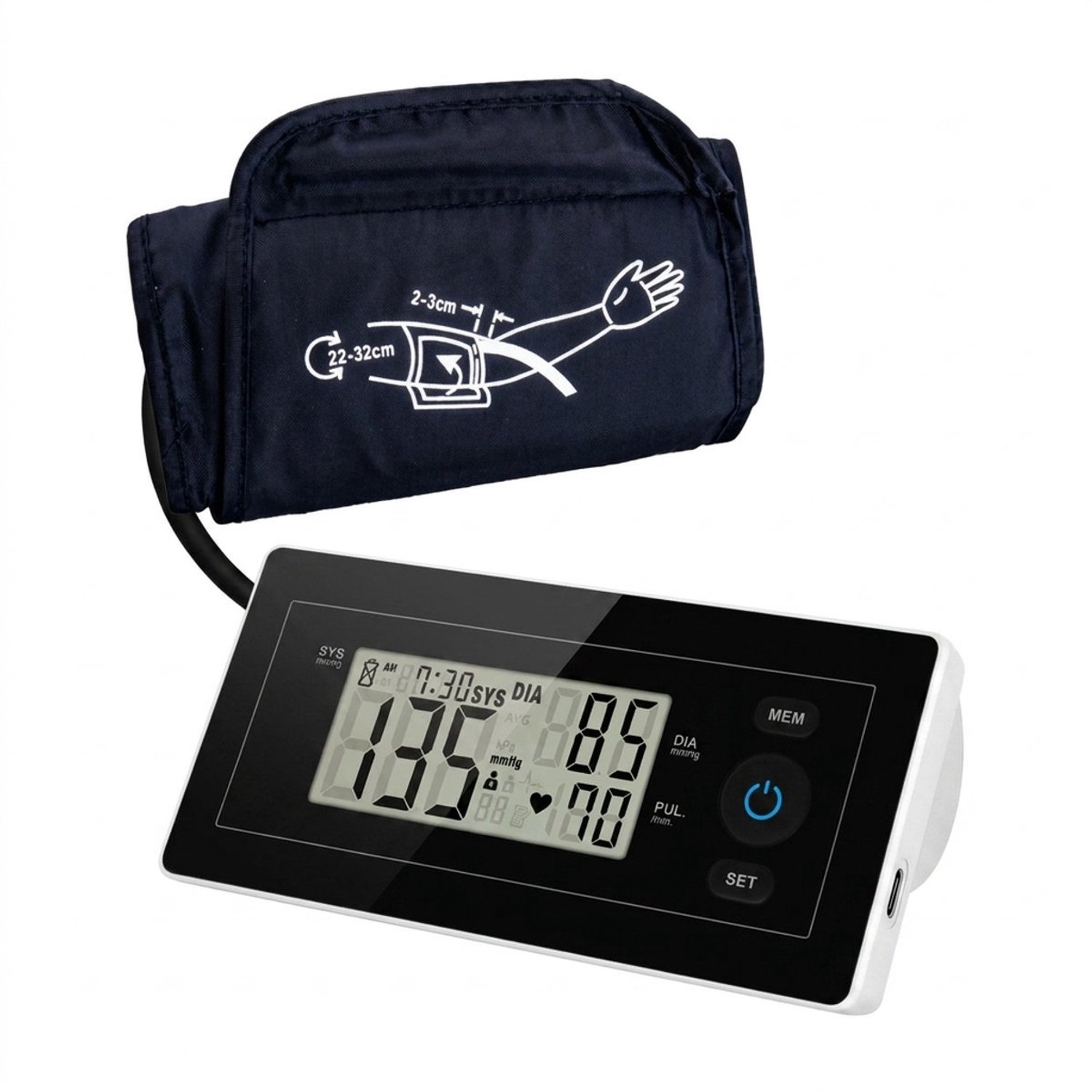 Bloeddrukmeter Bovenarm - Hartslagmeter met Groot LCD-display - Geheugen voor 2 Gebruikers - Manchet 22-32 cm