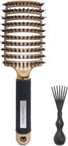 DreamGlow – Bundel Anti-klit Haarborstel – Detangle Brush & Cleaner Brush – Goud