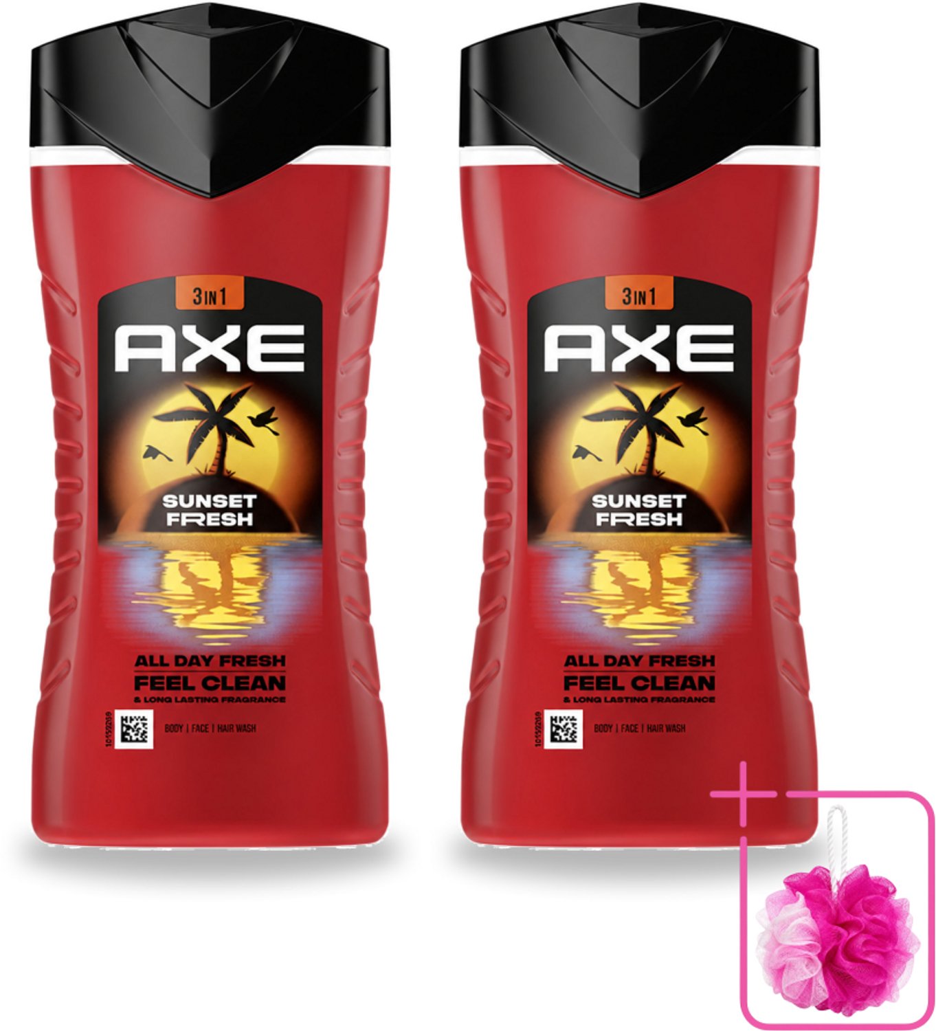2 x Axe – Douchegel 3-in-1 – Sunset Fresh – 250 ml - Bulkverpakking - Douchegel - Douchemop - Frisheid