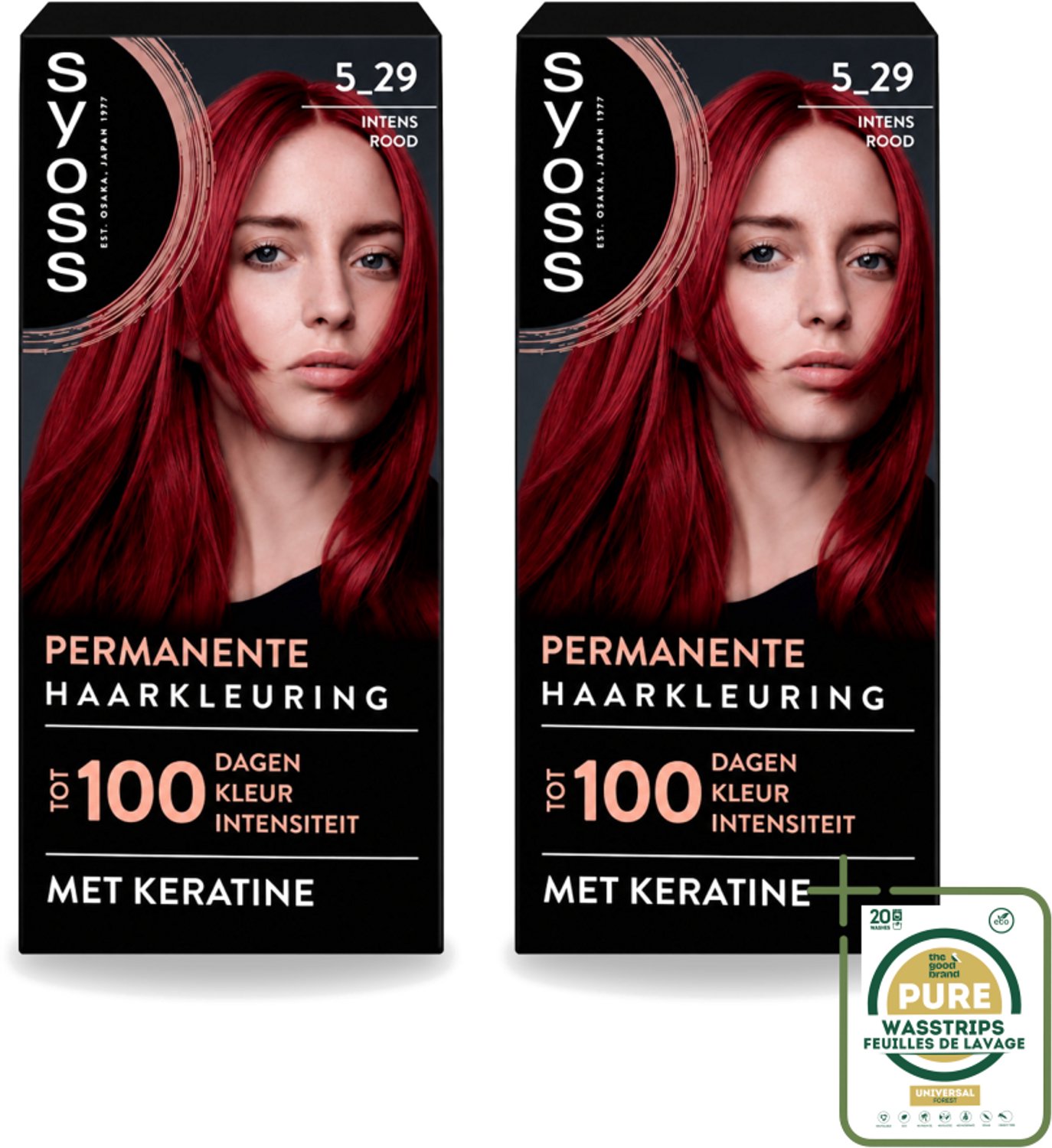 2 x SYOSS - Coloration 5-29 Intens Rood - Haarverf - Grijsdekking - Vermindert Haarbreuk - Wasstrips - Haarverf - Grijsdekking - Permanente Haarkleuring - Intens Rood - Haarverf Grijsdekking