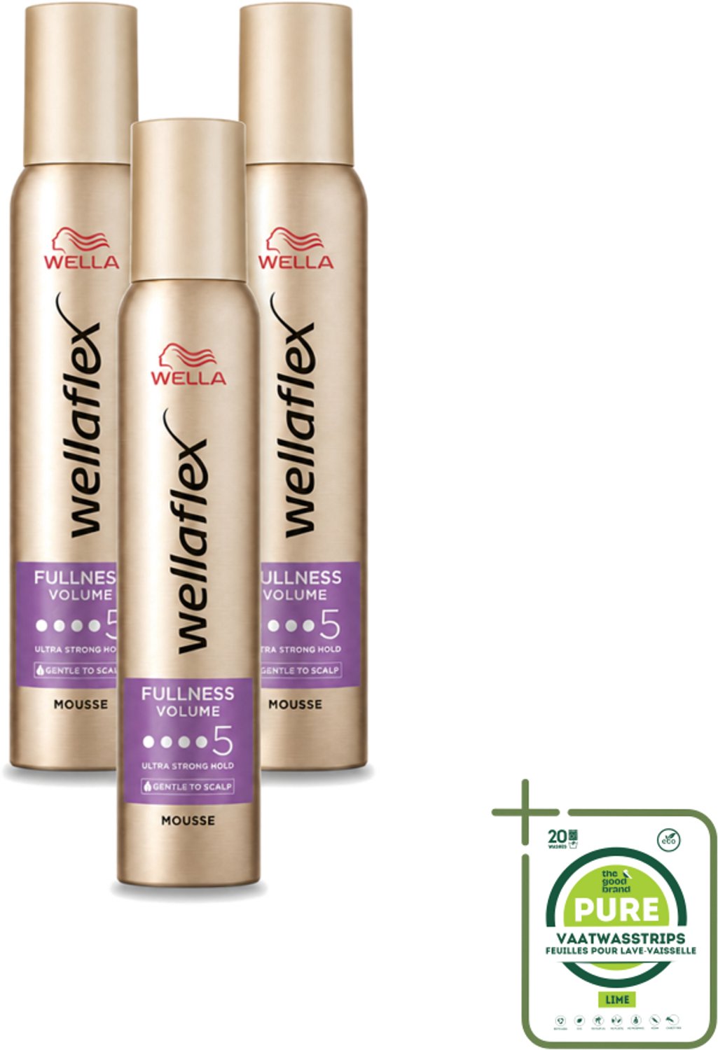 3 x Wella – Flex Fullness Volume Ultra Strong – Haarmousse – 200 ml - Grootverpakking - Vaatwasstrips - Haarmousse - Volume - Kracht - Natuurlijk Haar - Flexibel Haar