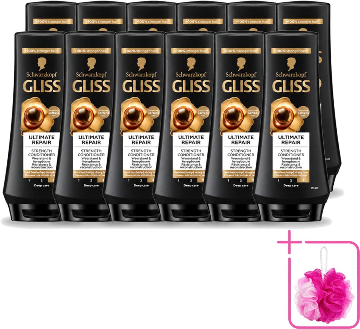 12 x Gliss - Hair Repair - Conditioner voor Ultiem Herstel van Beschadigd Haar - 200 ml - Bulkverpakking - Haarkracht - Douchemop - Haarherstel