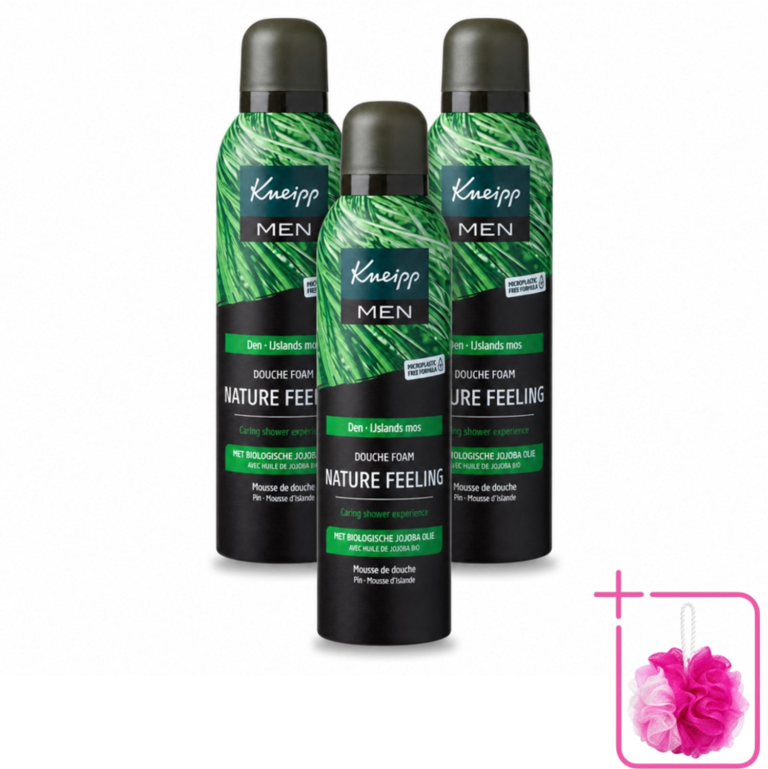 3 x Kneipp – Men Nature Feeling – Douche Foam – Frisse Dennengeur – 200 ml - Bulkverpakking - Douche foam - Douchemop - Natuurlijke douche