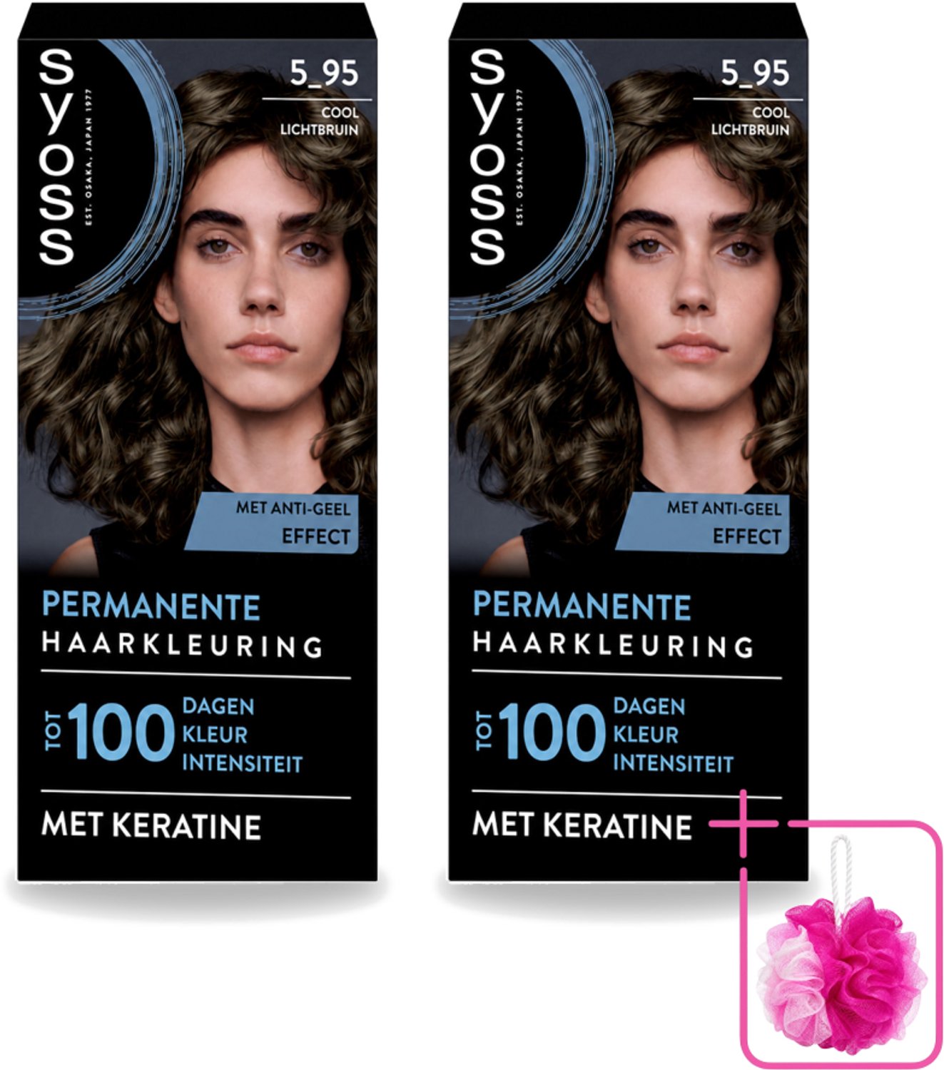 2 x SYOSS - Permanent Coloration 5-95 - Haarverf - Permanente Haarkleuring - Cool Lichtbruin - Grijsdekking - Vermindert Haarbreuk - Bulkverpakking - Haarkleur - Douchemop - Haarkleuringscrème