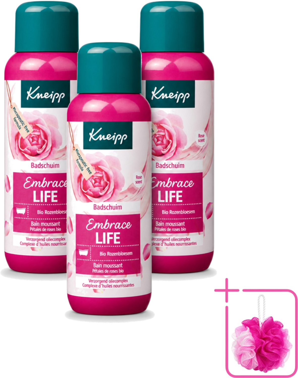 3 x Kneipp - Badschuim - Embrace Life - Anti-Aging verzorging - 400 ml - Bulkverpakking - Badshuim - Douchemop - Anti-aging
