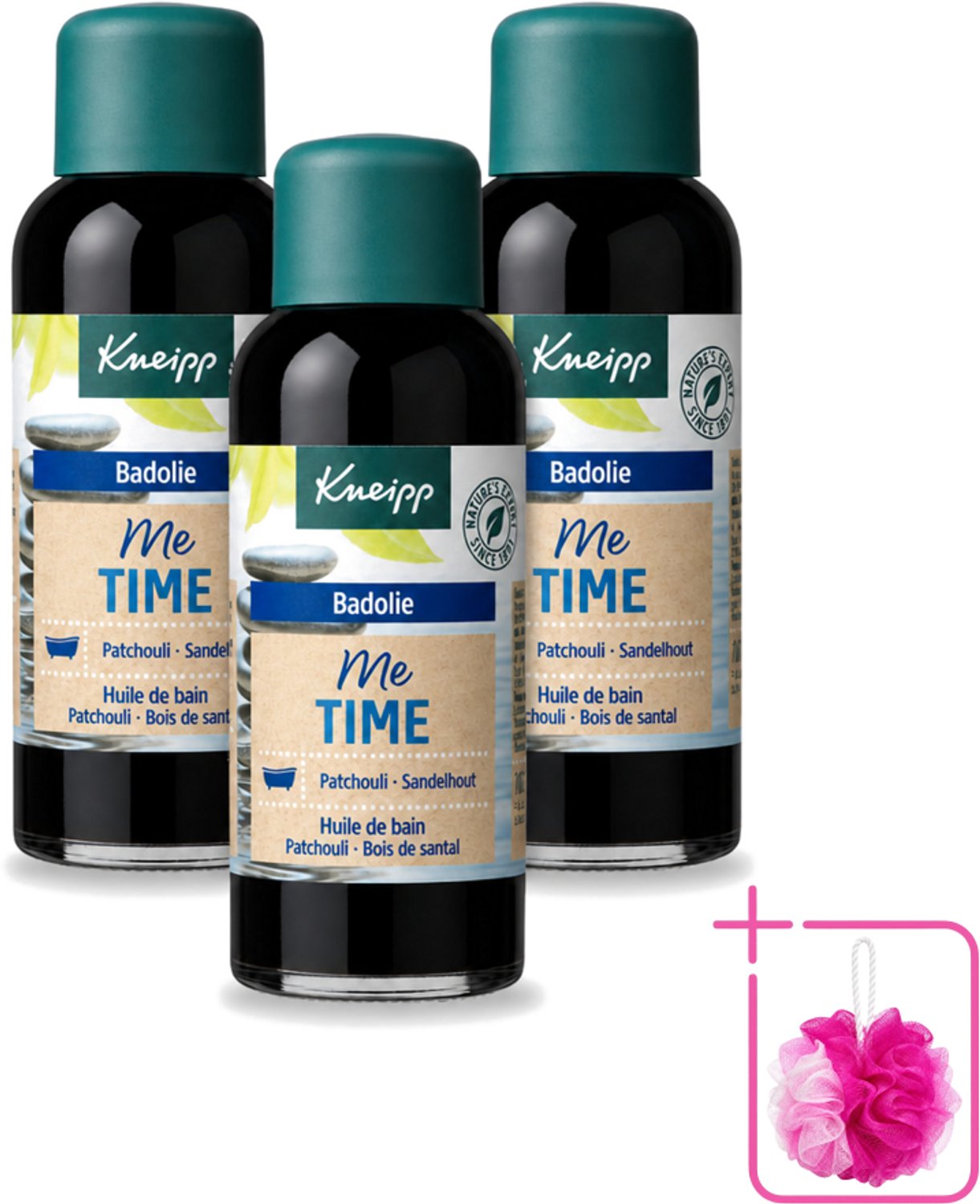 3 x Kneipp - Badolie - Me-Time - Patchouli & Sandelhout - 100 ml - Bulkverpakking - Badolie - Douchemop - Ontspanning
