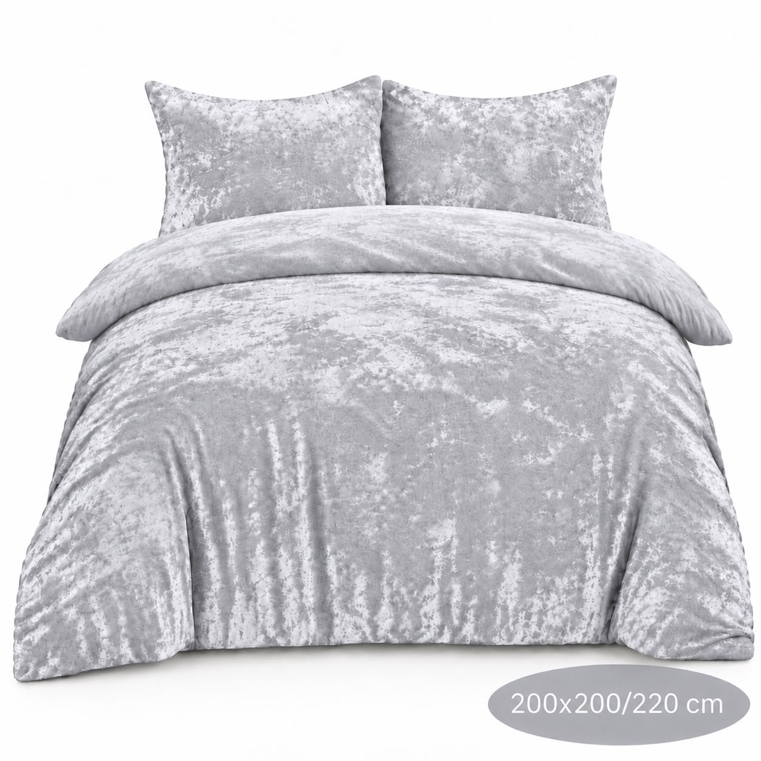 Roden Blue - Crushed Velvet Dekbedovertrek - 200x200/220 - Tweepersoons - Grijs - Luxe Velours - Extra Zacht - Incl 2 Kussenslopen