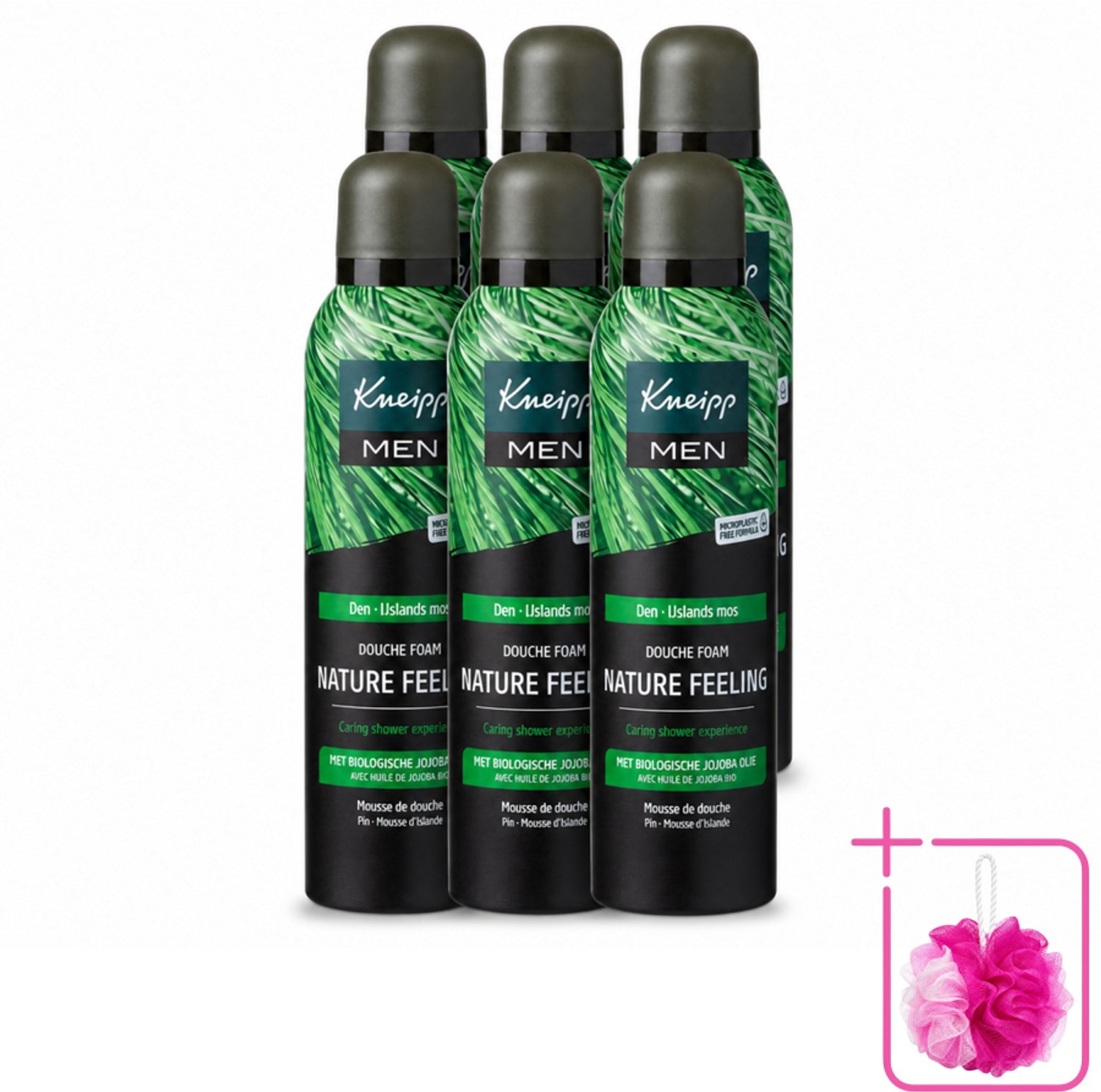 6 x Kneipp – Men Nature Feeling – Douche Foam – Frisse Dennengeur – 200 ml - Bulkverpakking - Douche foam - Douchemop - Natuurlijke douche