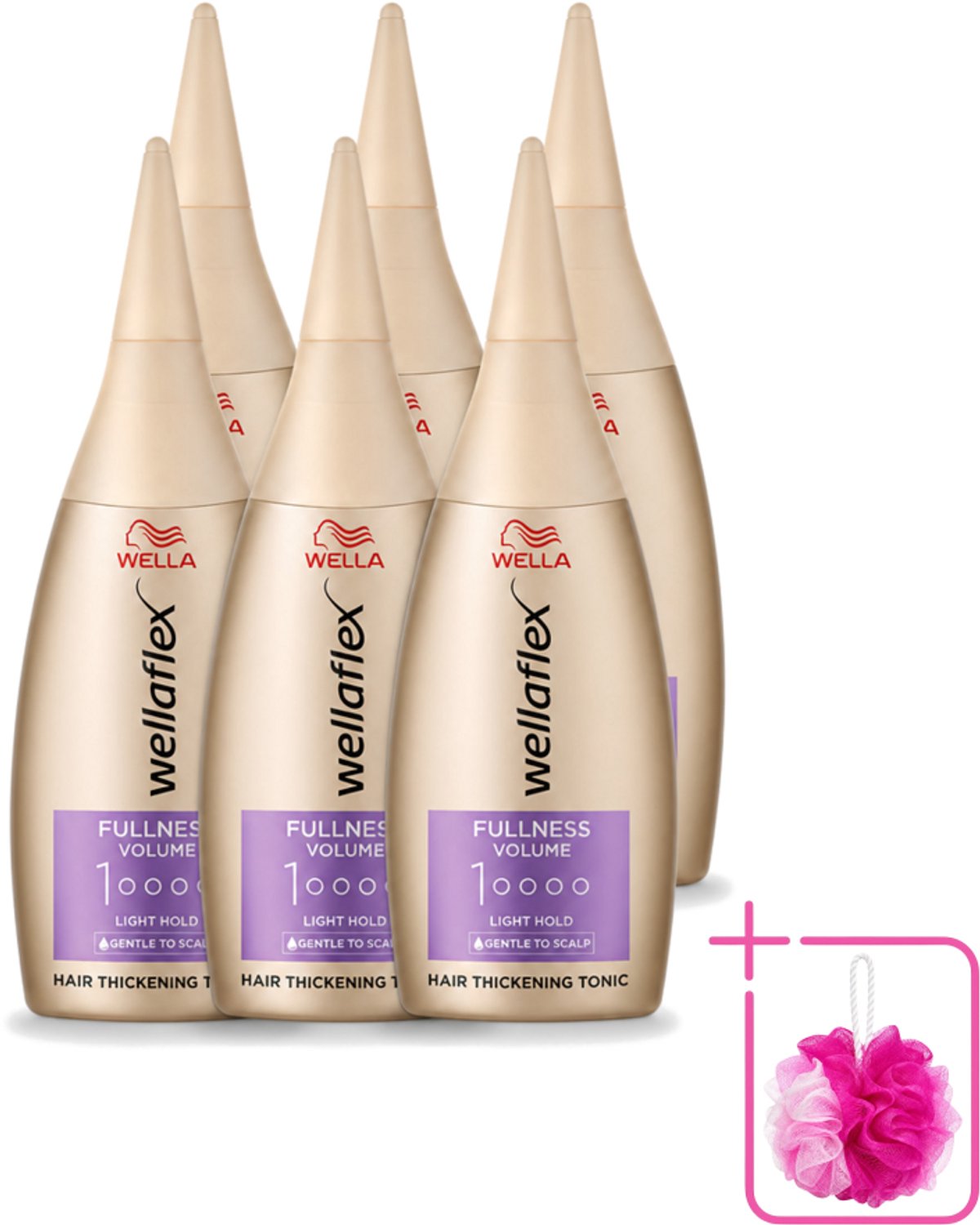 6 x Wella – Flex Fullness Volume – Haar Tonic – 100 ml - Bulkverpakking - Haarverdikker - Douchemop - Volume