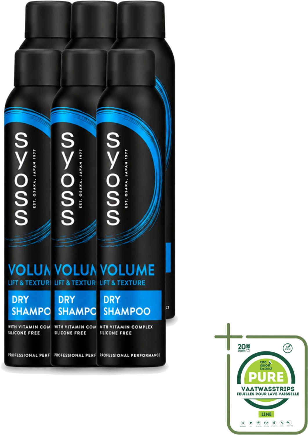 6 x SYOSS - Volume Droogshampoo - Shampoo - Voor Volumeboost - 200ml - Grootverpakking - Vaatwasstrips - Volume Droogshampoo - Fris Haar - Haar Volume - Droogshampoo Zonder Water - Haar Verzorging