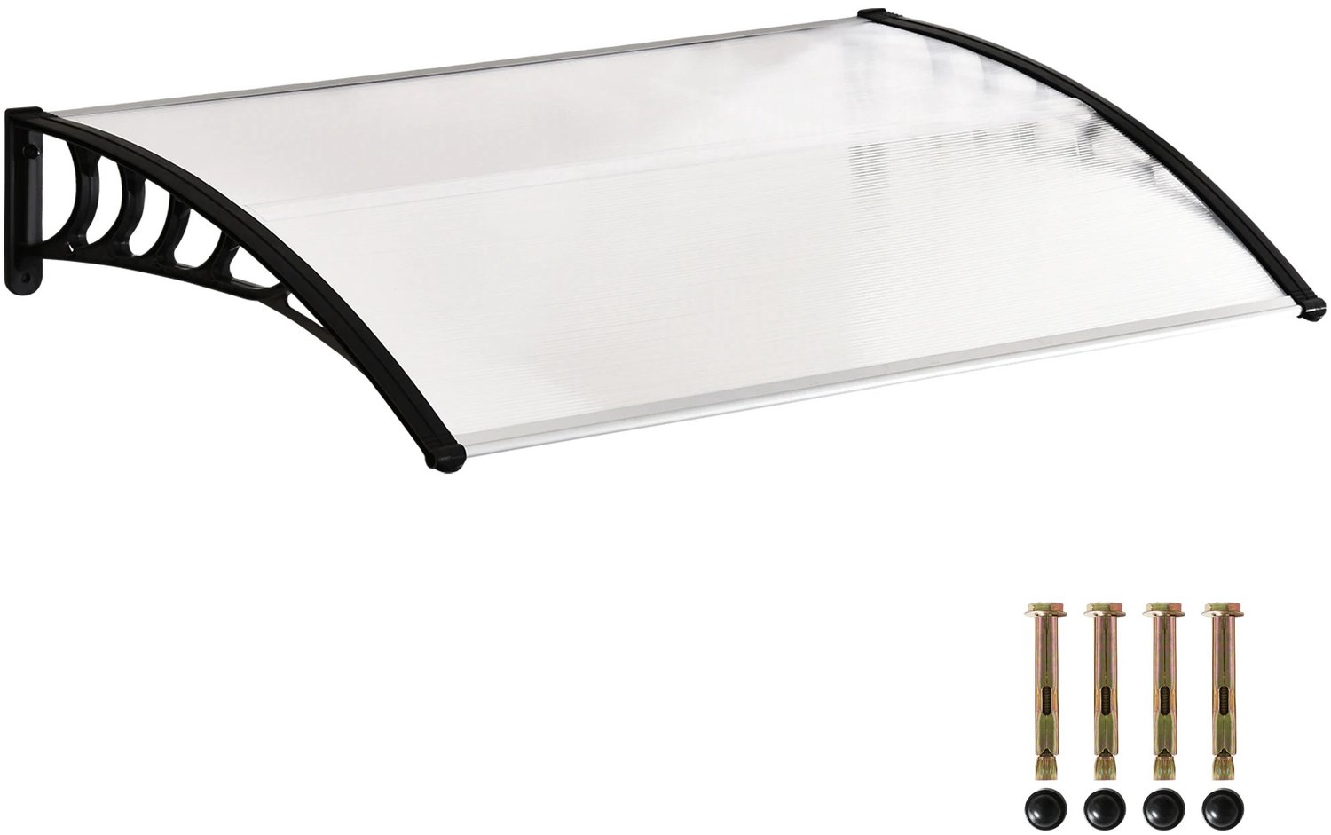 Bresht Deurluifel - Polycarbonaat - UV-Bescherming - Gebogen Voordeur Overkapping - Wandmontage - Zwart/Wit - 150 × 90 cm